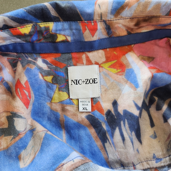 Nic+Zoe Womens Button Up Dreamscape Crinkle Shirt Size XL Multicolor Floral - Picture 6 of 11